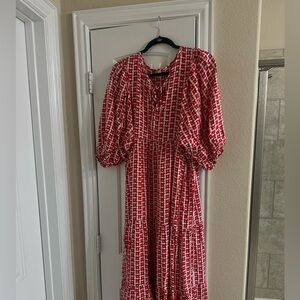 Flowy BoHo Red Checkered Women's Dress